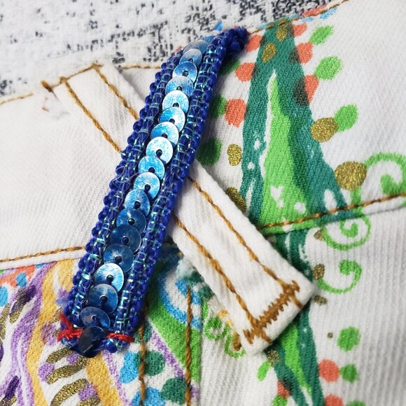 Bright + Lovely Desigual Spain Psychadelic Floral Pants Trousers Jeans! - Picture 15 of 16